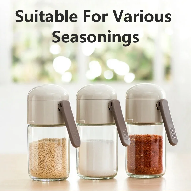 Kitchen Cooking Salt and Pepper Shakers Quantitative Glass Seasoning Bottle Each Press 0.5g Metering Household Salt Jar