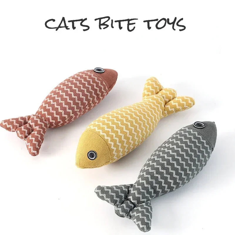 Plush Fish Toys for Pet Cat Dog Canvas Bites Playment Sleeping Indoor Exercise Teeth Grinding Kitten Chewing Pet Accessories