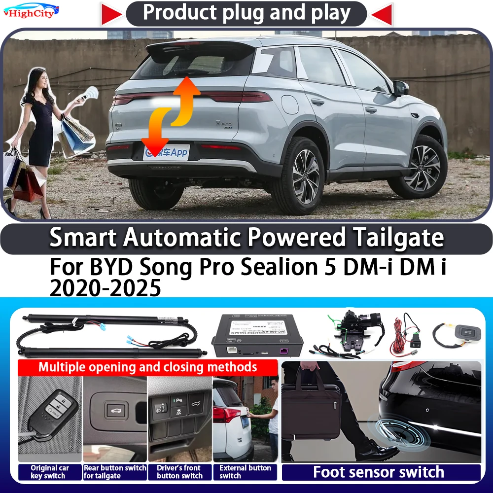 For BYD Song Pro Sealion 5 DM-i DM i 2020-2025 Smart Automatic Powered Tailgate Key Control Trunk Lift Electric Power Tailgate