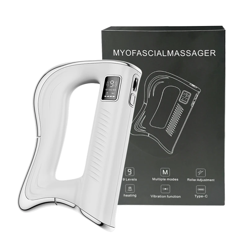 

Electric Fascia Gun Massager Vibration Knife Guasha Muscle Relax Heating EMS Nmes Microcurrent Massage Gun Body Gua Sha Scraping