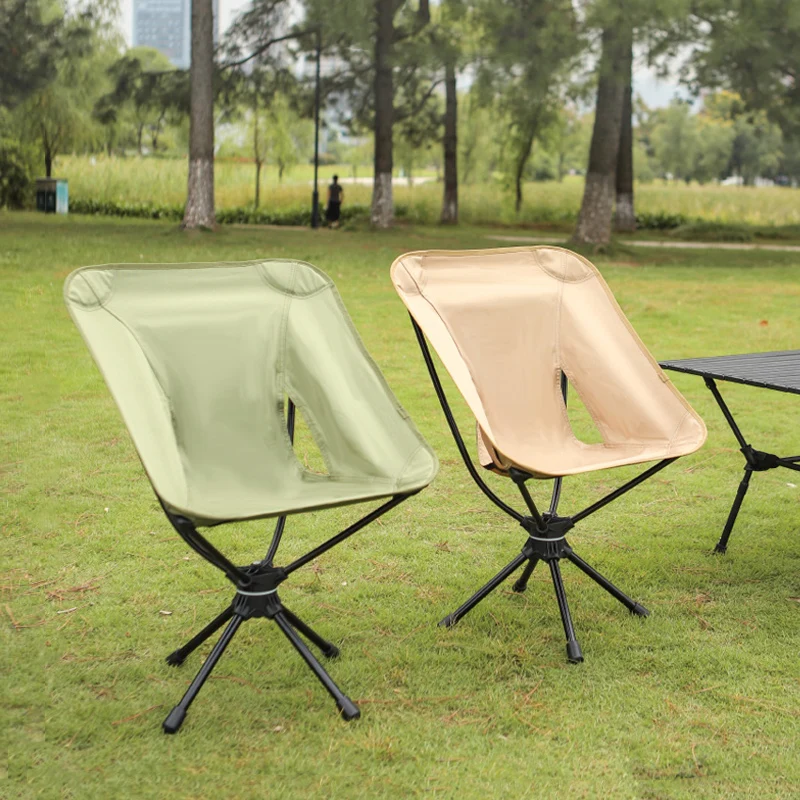 Folding Outdoor Chair with 360 ° Rotating, Aluminum Alloy, Portable Fishing Chair, Camping Leisure Chair