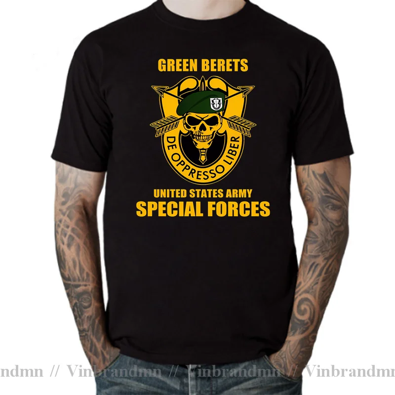 US Army Green Beret Special Forces Gear T-Shirt Summer Cotton O-Neck Short Sleeve Military Green T Shirt Oversize Streetwear Tee