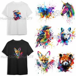 Splash Paint Animal Print Ironing Sticker Clothes DTF Fashion T-shirt Hoodie DIY Jacket Patch Hot Paste Paper Waterproof