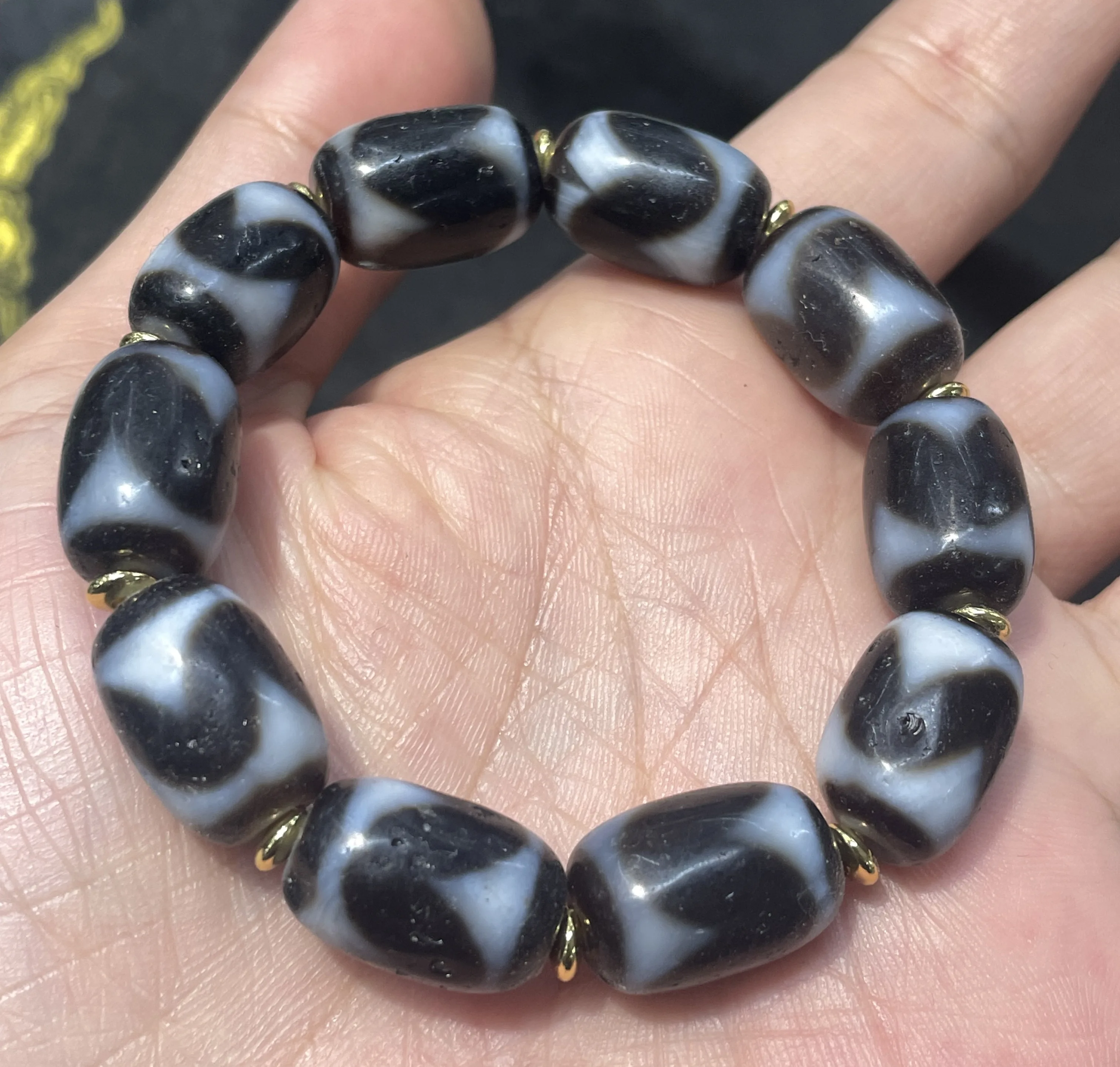 Ultra Energy Tibetan Top Old Agate Sharp Tiger Tooth Bucket SH dzi Bead Bracelet Ward off Evil Spirits 4A++ LKbrother Talisman