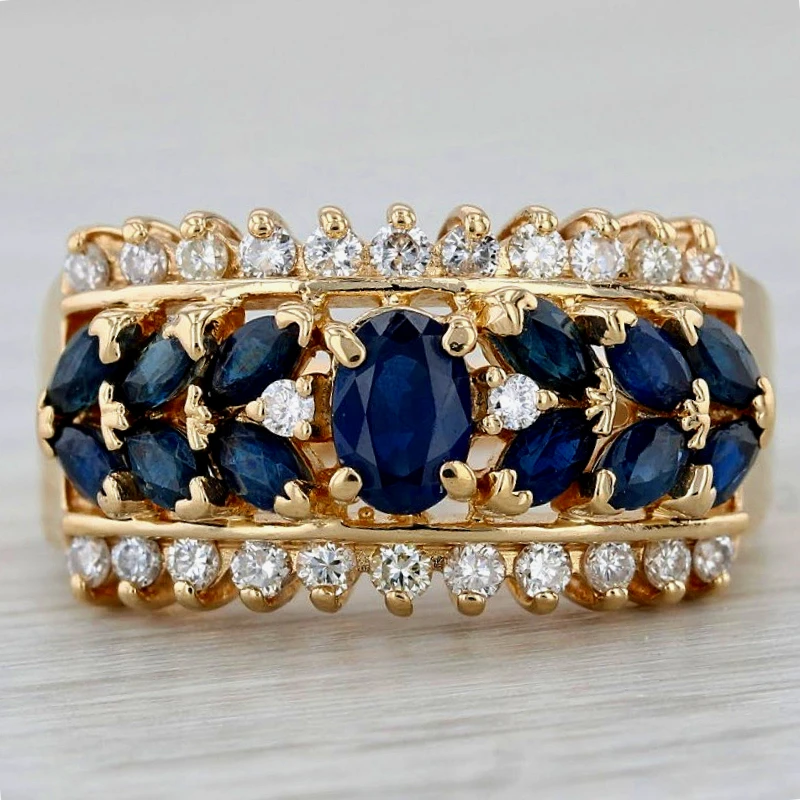 Zweifarbiger, birnenförmiger, zweireihiger, tropfenförmiger Ring aus synthetischem Zirkonia für Damenmode, funkelnde Schmuckaccessoires für Bankette und Hochzeiten