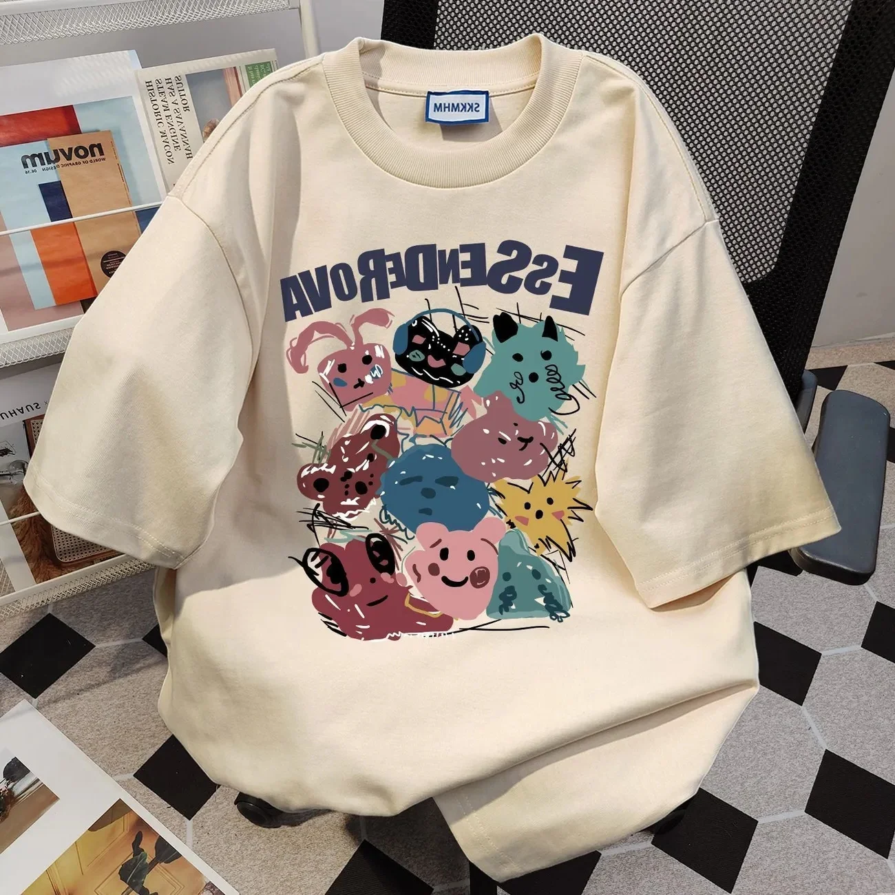 

plus Size 300 Pou Summer Cartoon Print Anti-Aging ort Sve Loose Casual round Ne f Sve T-irt Women