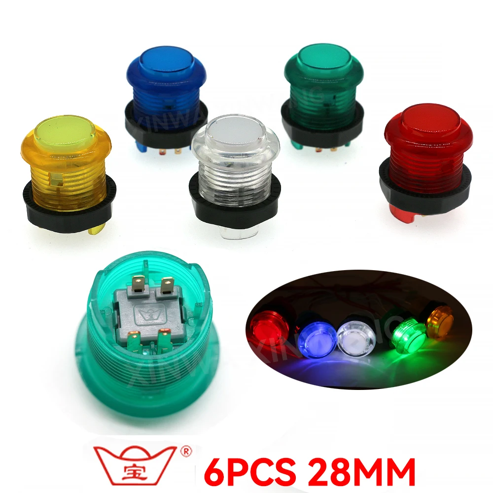 BAOLIAN Push Button 5v Led Illuminated Light Clear For DIY Arcade Joystick Hitbox Controller Coin Game Vending Machine Cabinet