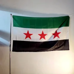 BANDERA SYRIA Bandera transicional del consejo de la República Árabe vieja syíria de 3 estrellas 90x150cm Poliéster