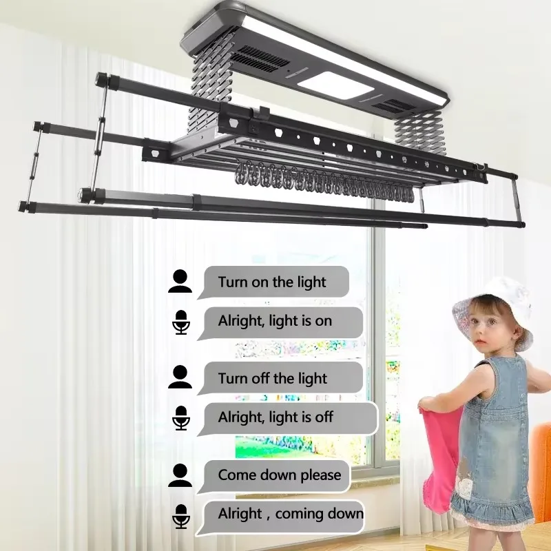 Automatic Aluminum Hanging Clothes Rack Modern High-end Intelligent Smart Retractable Use