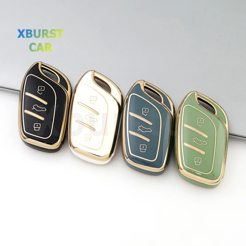 

Gold Edge TPU Car Shell Fob for Roewe RX5 I6 I5 RX3 RX8 ERX5 MG5 Saic MG ZS EV MG6 EZS HS EHS 2019 2020 Remote Key Case Cover