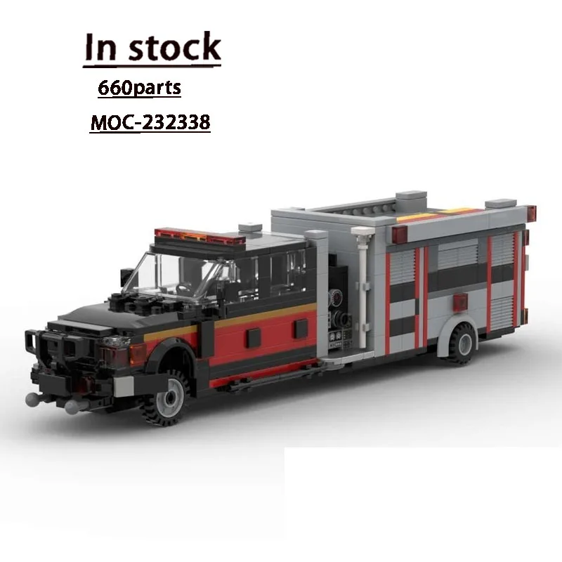 

MOC-232338 City Jungle Rescue Fire Truck Building Block Model, 660 Parts, Creative Birthday Toy Gift for Boys and Children