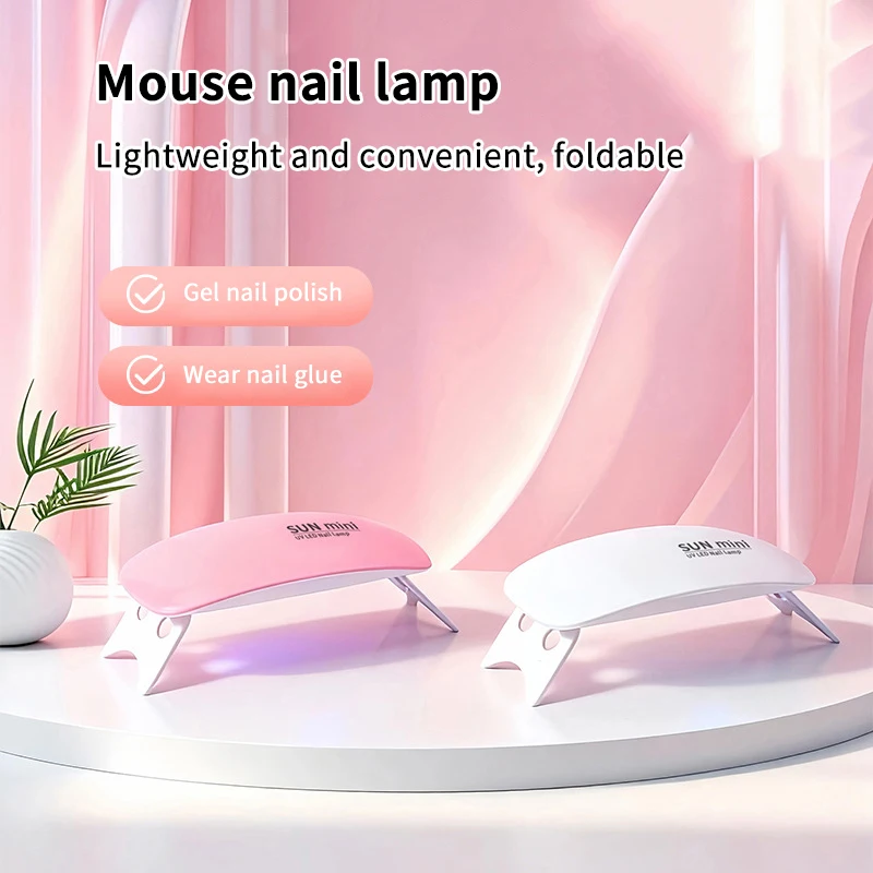 Mini UV LED Nail Lamp 6 LED Gel Nail Polish Dryer Convenient USB Interface Folding Design Manicure UV Curing Light 1PC