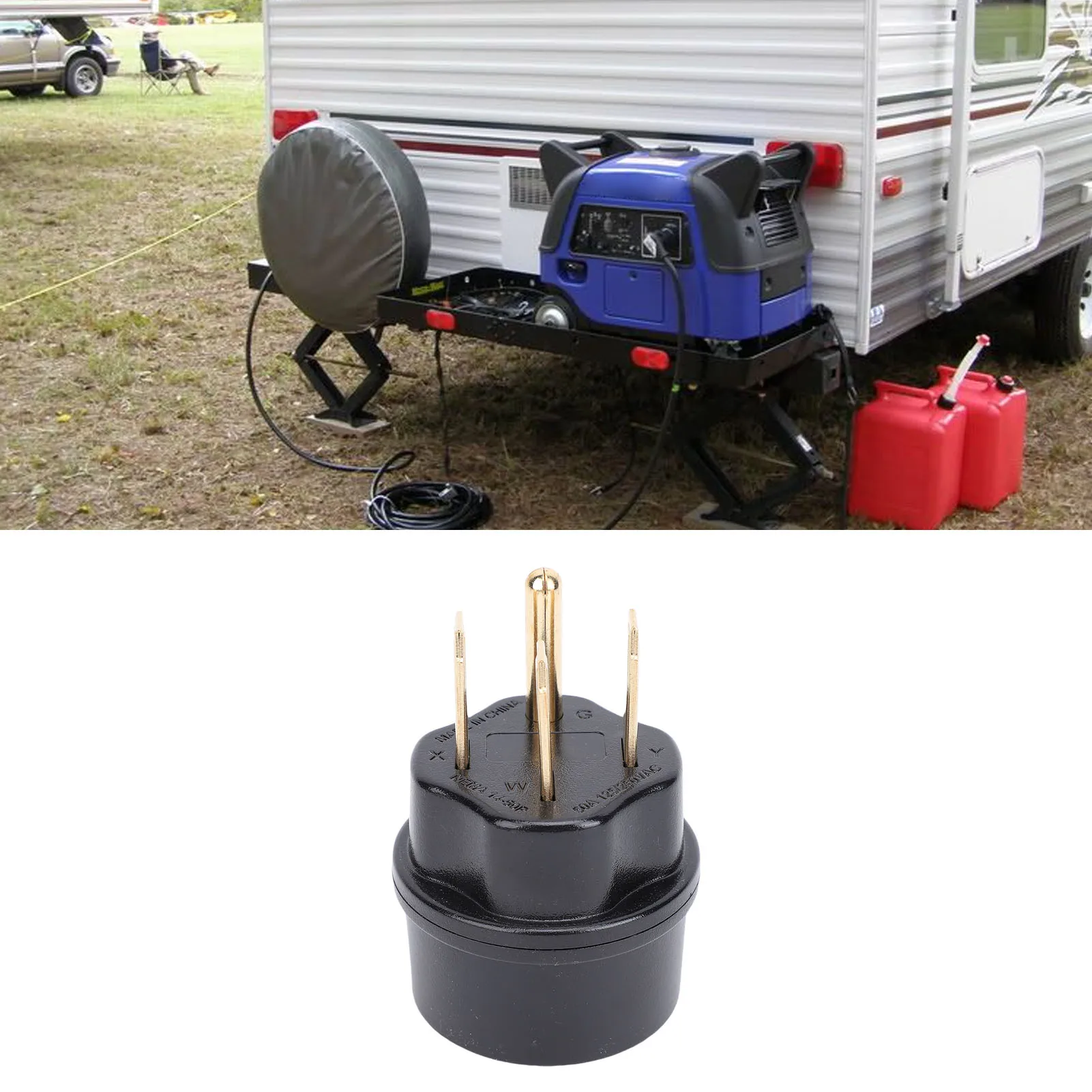 

Вилка адаптера генератора автофургона для дома на колесах, 50 А, поддержка NEMA 14-50P до 14-50R для автофургонов, розетка для кемпингового генератора