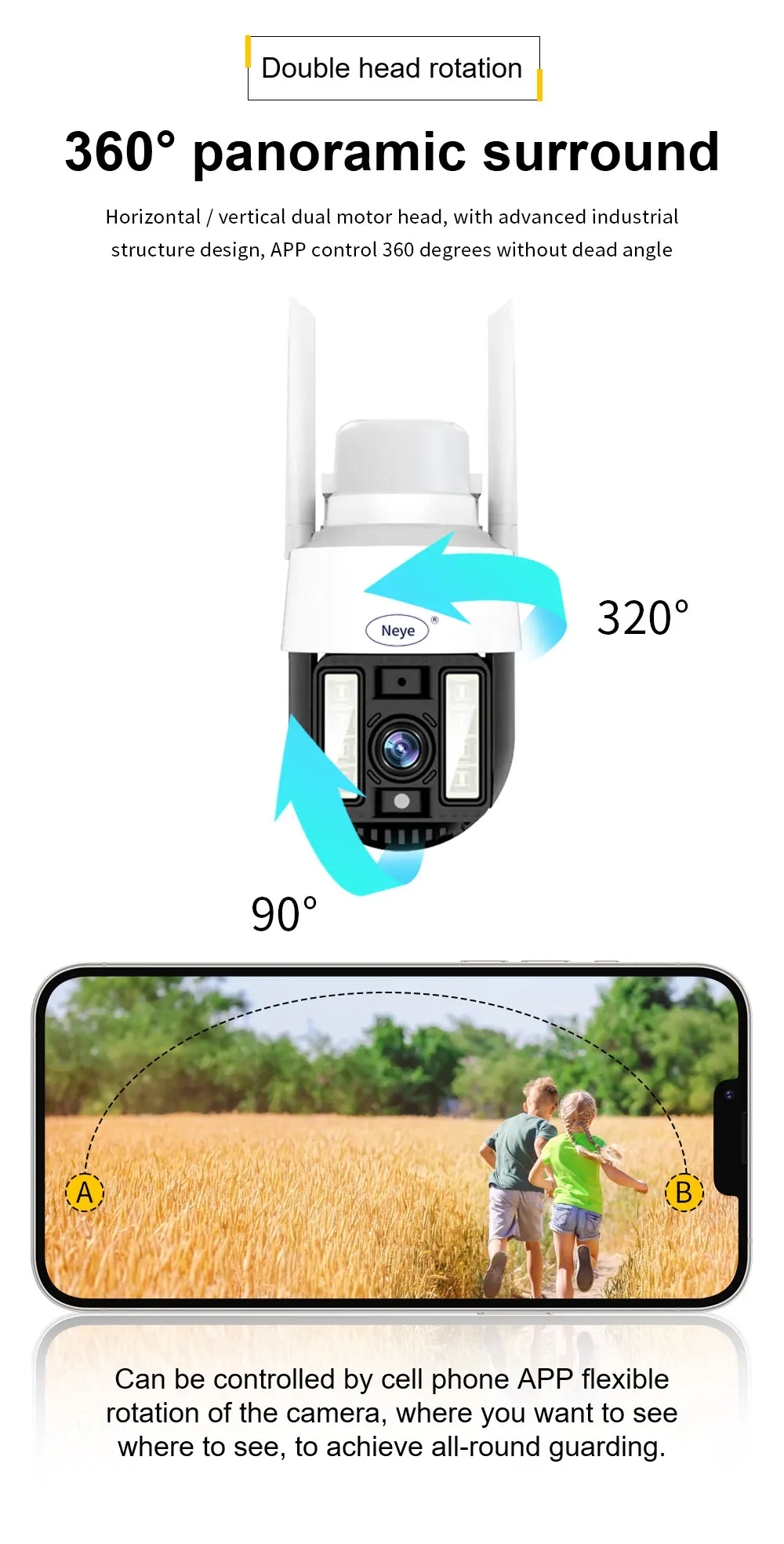 4K 8MP SP20 PTZ WLAN-Smartkamera für den Außenbereich, HD-Hemisphären-Panorama-IP-Kamera mit automatischer Verfolgung und bidirektionaler Gegensprechanlage – Detail 4