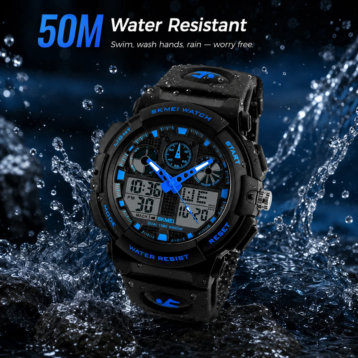 SKMEI Outdoor Electronics Wristwatches Double Time Display Digital Watches For Men Women Fashion Chrono Alarm Watch reloj hombre