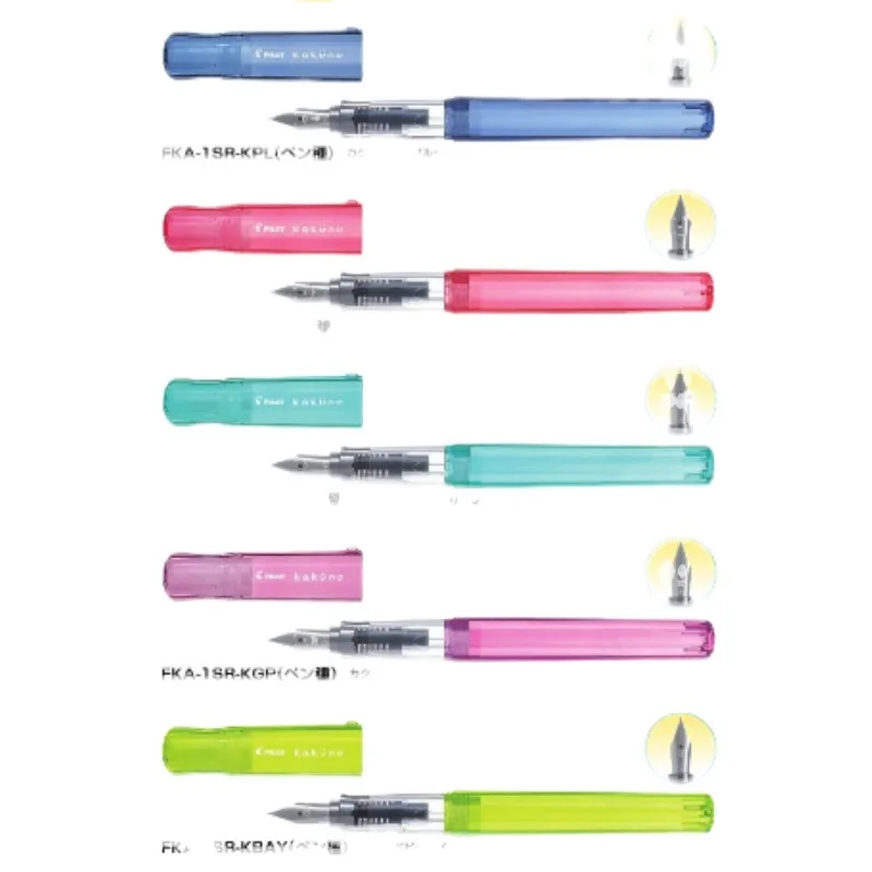 PILOT New Kakuno Transparent Color Cute Smiley Fountain Pen F&M Standard Pen-nib Calligraphy Practice Writing Stationery Pens