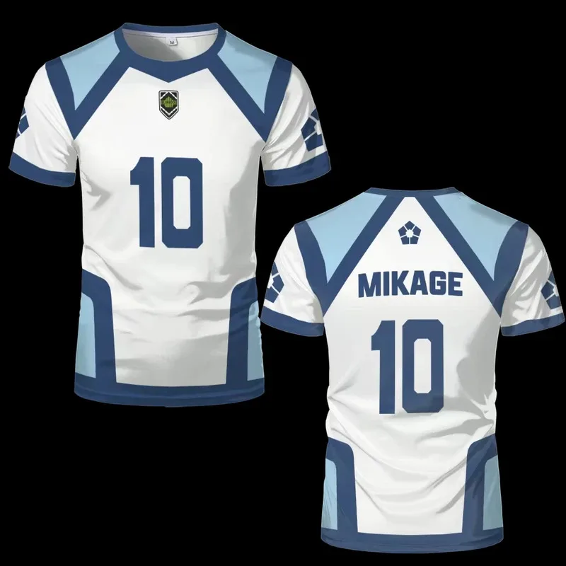 Camiseta de Anime japonés Blue Lock Temporada 2, camisetas deportivas de cuello redondo para mujer, pantalón corto informal de manga para hombre