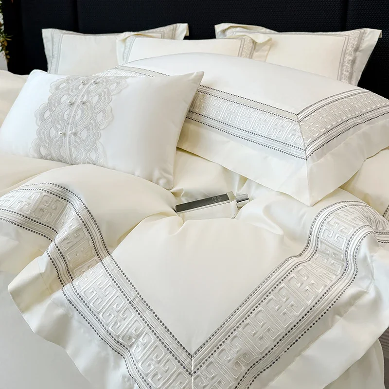 4Pcs Pure Cotton 100%  Hotel Style Bedding Set Luxury Quilt Cover 220X240 Sheet 200 Count Long-Staple Cotton Pillowcases