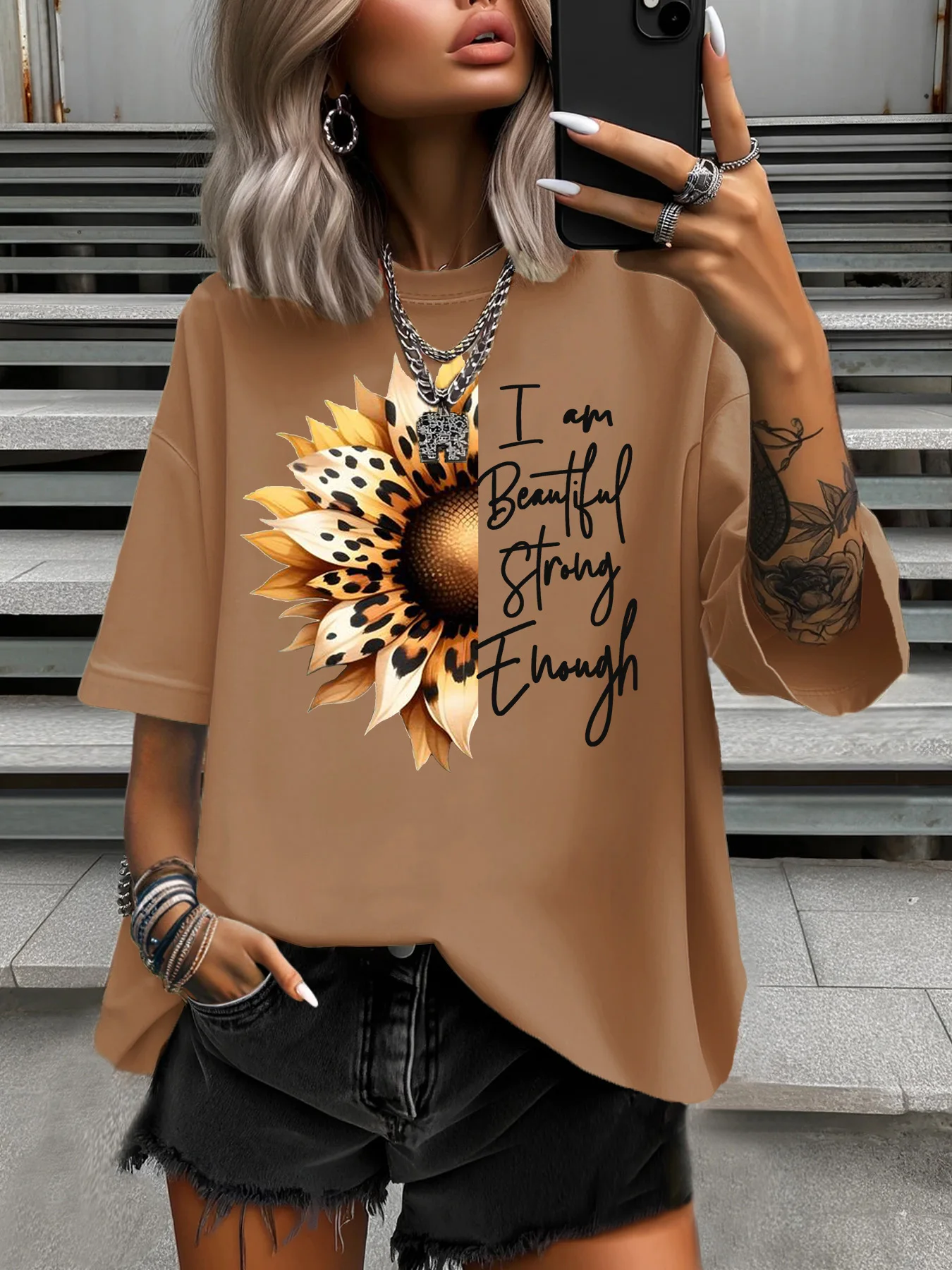 

Летняя женская футболка больших размеров, оригинальный дизайн, с леопардовым принтом и подсолнухом, женские повседневные мягкие топы с круглым вырезом и короткими рукавами