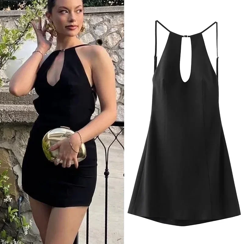 Novo preto halter sem costas vestido mulher verão fora do ombro sexy vestidos curtos para mulheres cortar sem mangas sexy mini vestido de festa