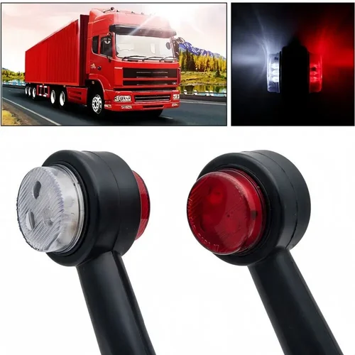 Imagen 2 del producto 2X camión remolque LED codo goma luz de posición lateral blanco rojo contorno lámpara indicadora de liquidación para camión Van caravan Multi voltios