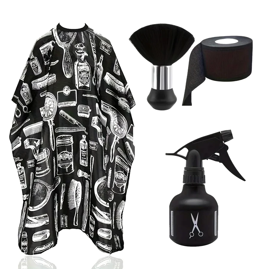 Professional Hairdressing Cape with Neck Paper Broken Hair Duster Haircut Mist Spray Bottle Hair Styling Tools Salon
