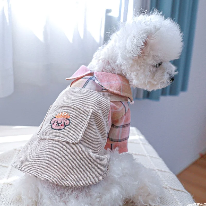 1PC Pet Clothes Cat Spring/Summer Thin Pink Checkered Bread Dog Skirt Suitable for Small and Medium Dogs