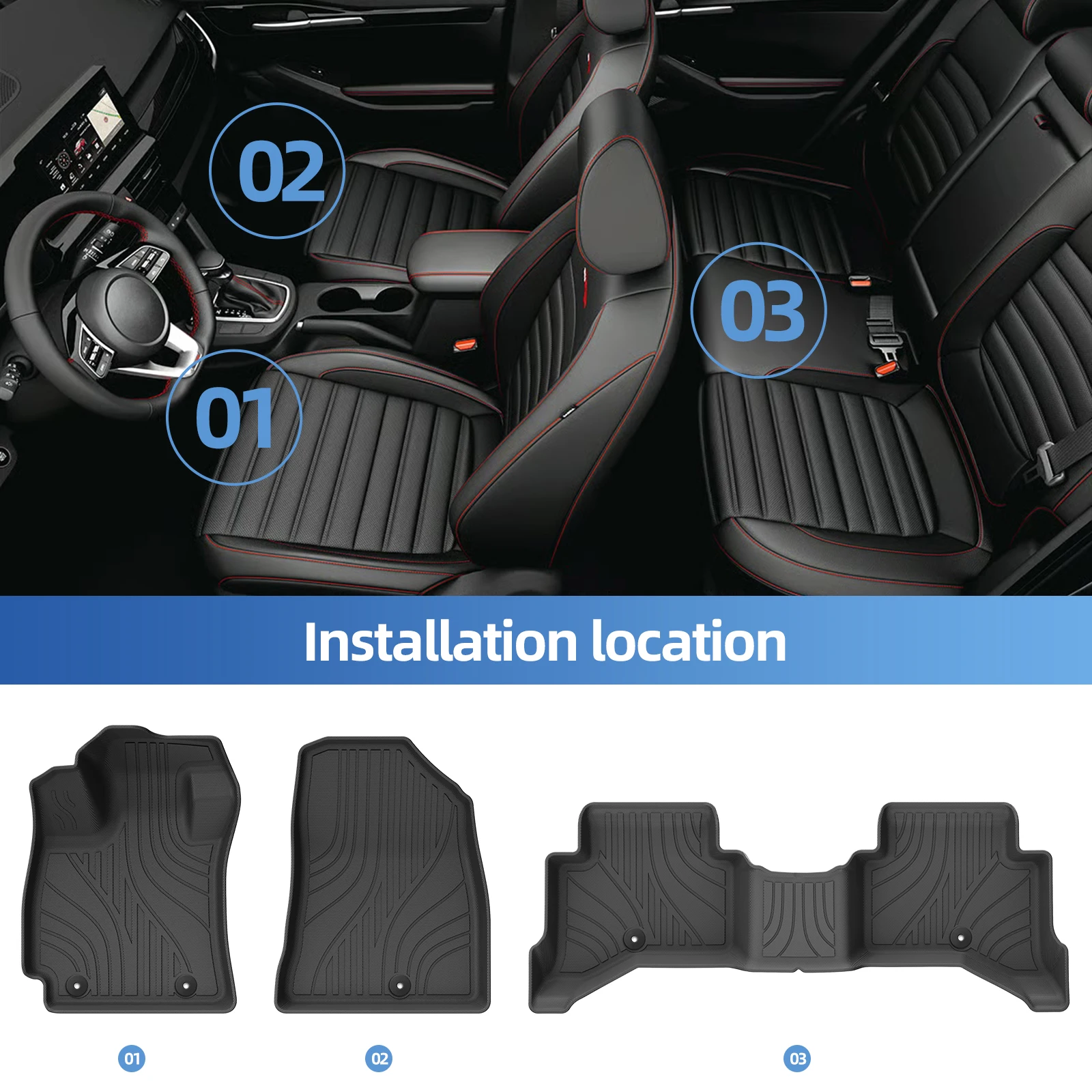 Left Drive for Kia Seltos 2026+ Hybrid (Korean Version) Car Floor Mats Cargo Liner Trunk Pad TPE 3D Foot Mat Accessories BLACK