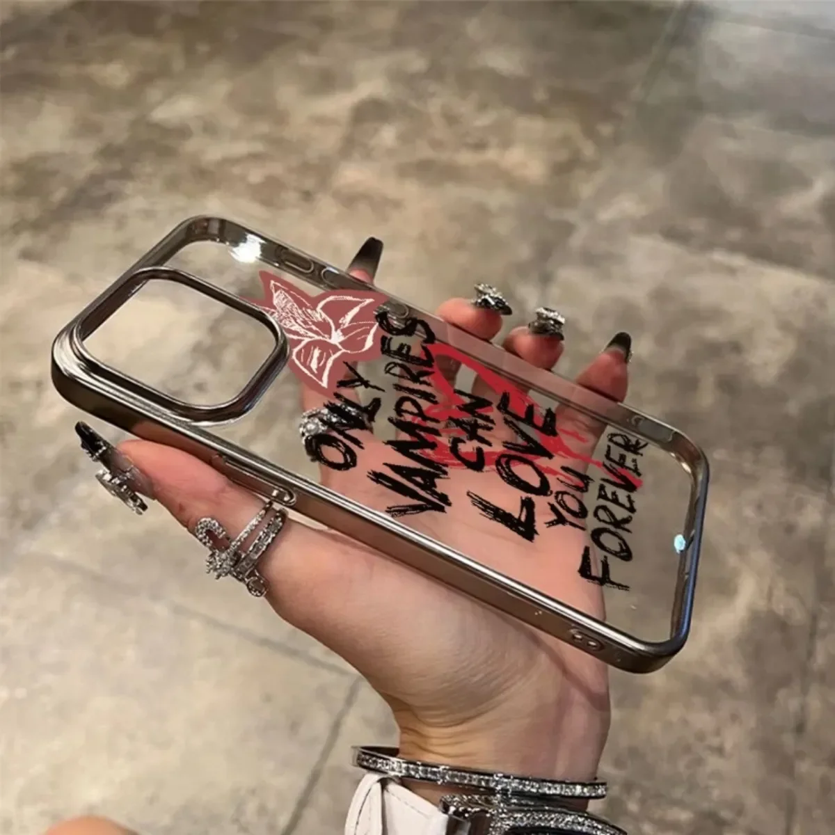 Vampires Love Forever Fashion For iPhone 16 15 14 13 12 11 Pro XR XS Max 7 8 Plus ShockCoveroof Soft Phone Y2K INS Funda Cover