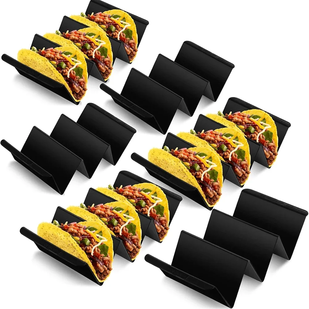 Set of Taco Holders Plastic Taco Stand with Easy-Access Handle Each Can Hold 2-3 Tortillas Oven Safe for Baking