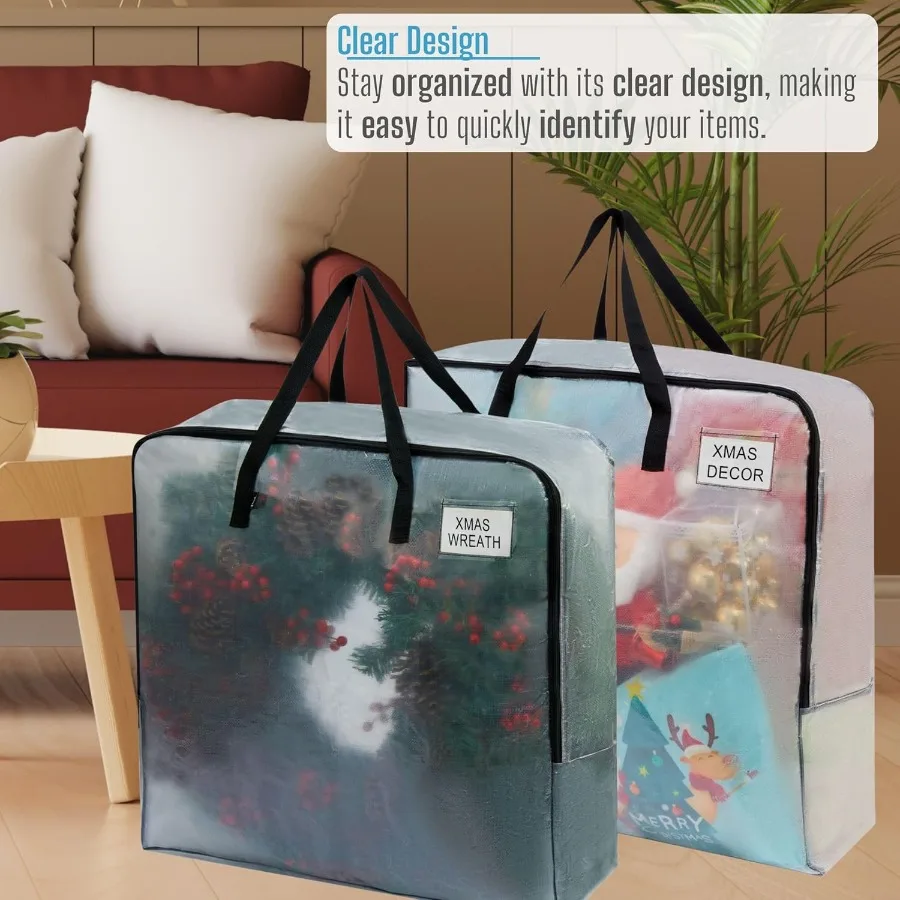 5 عبوات من حقيبة تخزين إكليل الصيف وعاء إكليل عيد الميلاد مقاس 30 بوصة منظمات إكليل الباب الشفاف صناديق التعبئة المتحركة #4
