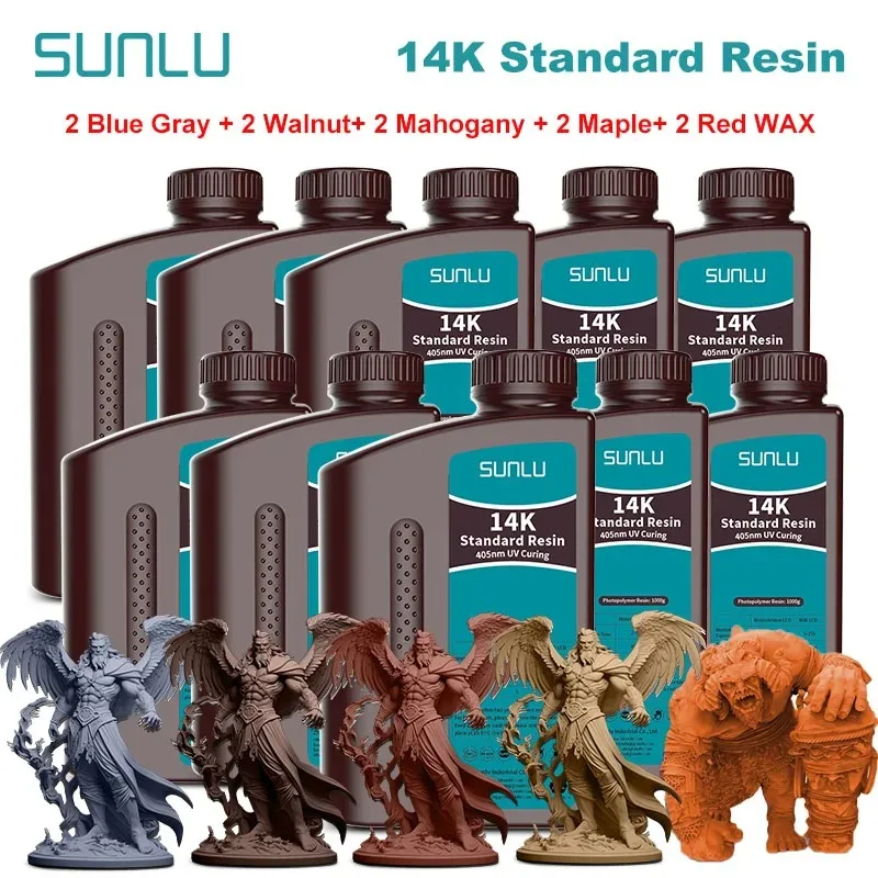 

SUNLU 10KG 14K High Precision Resin 405nm UV Resin 1KG For LCD 3D Printer Material For Fast Curing 405nm UV Photopolymer Resin