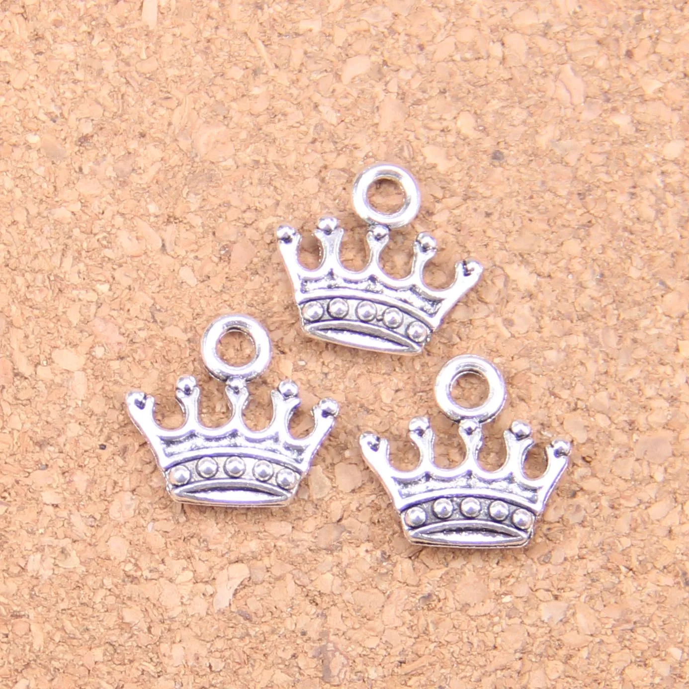 145pcs Charms Crown 13x14mm Antique Pendants,Vintage Tibetan Silver Jewelry,DIY For Bracelet Necklace