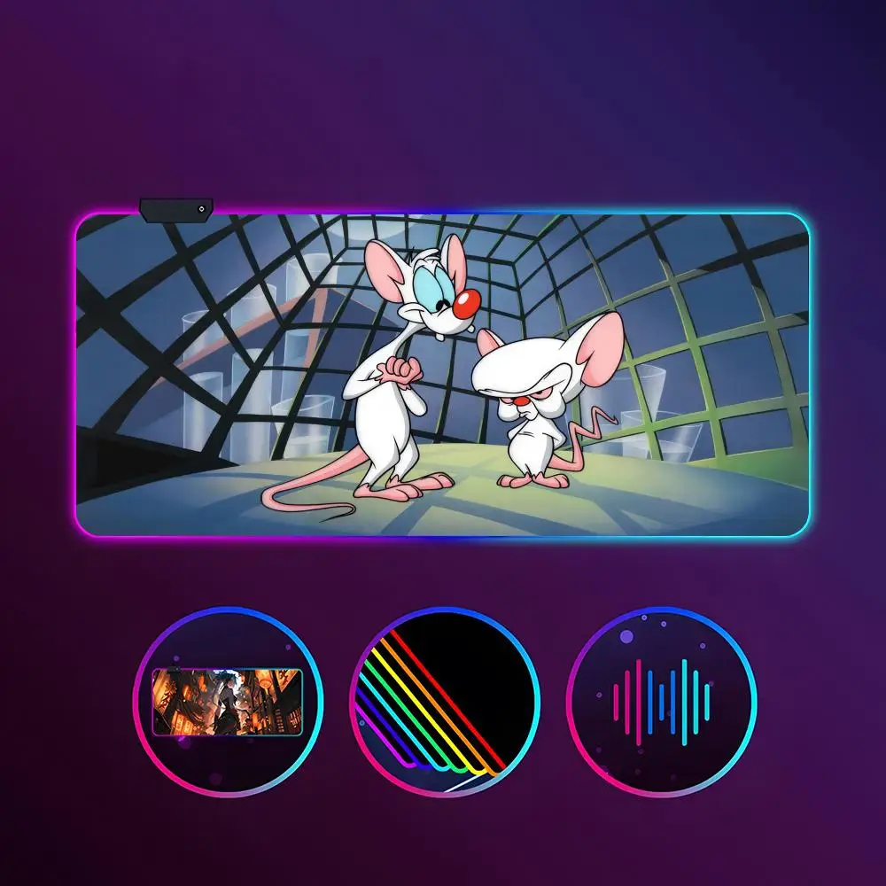 Cartoon Pinky and the Brain Mouse Pad RGB luminous 1000X500mm large table mat non-slip extra large game office mouse pad