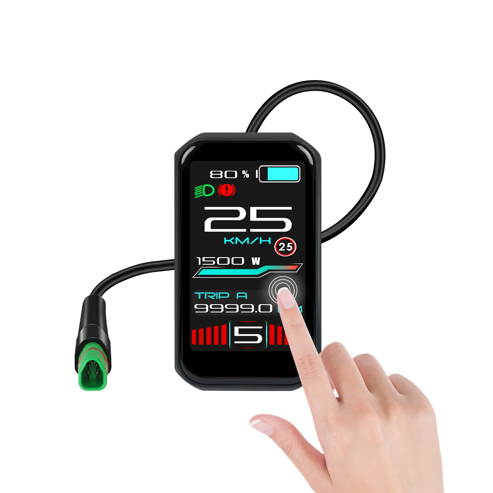 Ebike-display VD18MT kleurentouchscreen voor Bafang / Tongsheng-protocol middenmotor – IP67 waterdicht en 0-9 PAS-niveaus Ebike - afbeelding 2