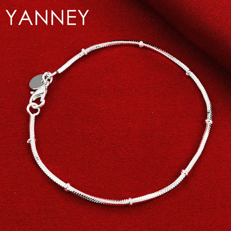 

2024 New 925 Sterling Silver 8 Inches Bead Chain Snake Chain Bracelet For Women Men Fashion Wedding Charm Jewelry Gifts