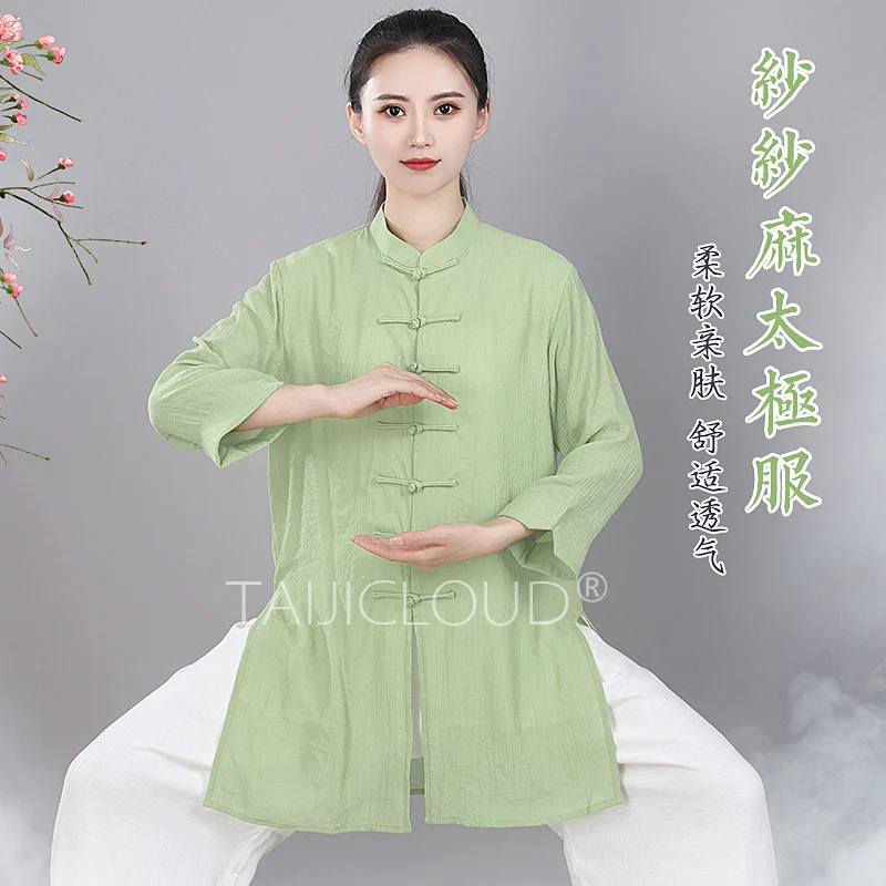 Linen Tai Chi attire with Chinese style for practice, suitable for summer and traditional Chinese martial arts