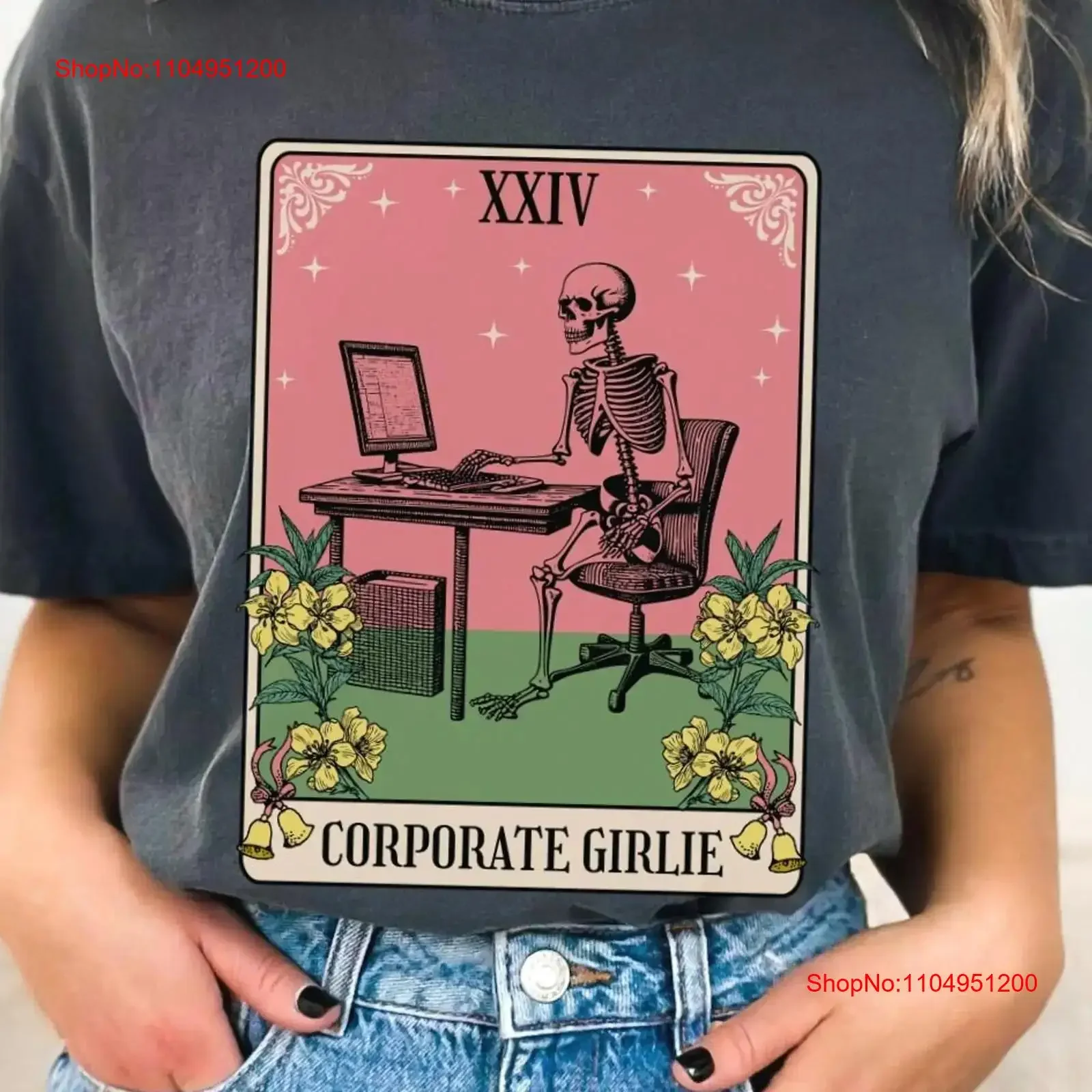 

Corporate Girlie Tarot Card T Shirt Funny Finance Girly Retro Style for Office Secret Santa vintage Washed Soft Casual Slightly