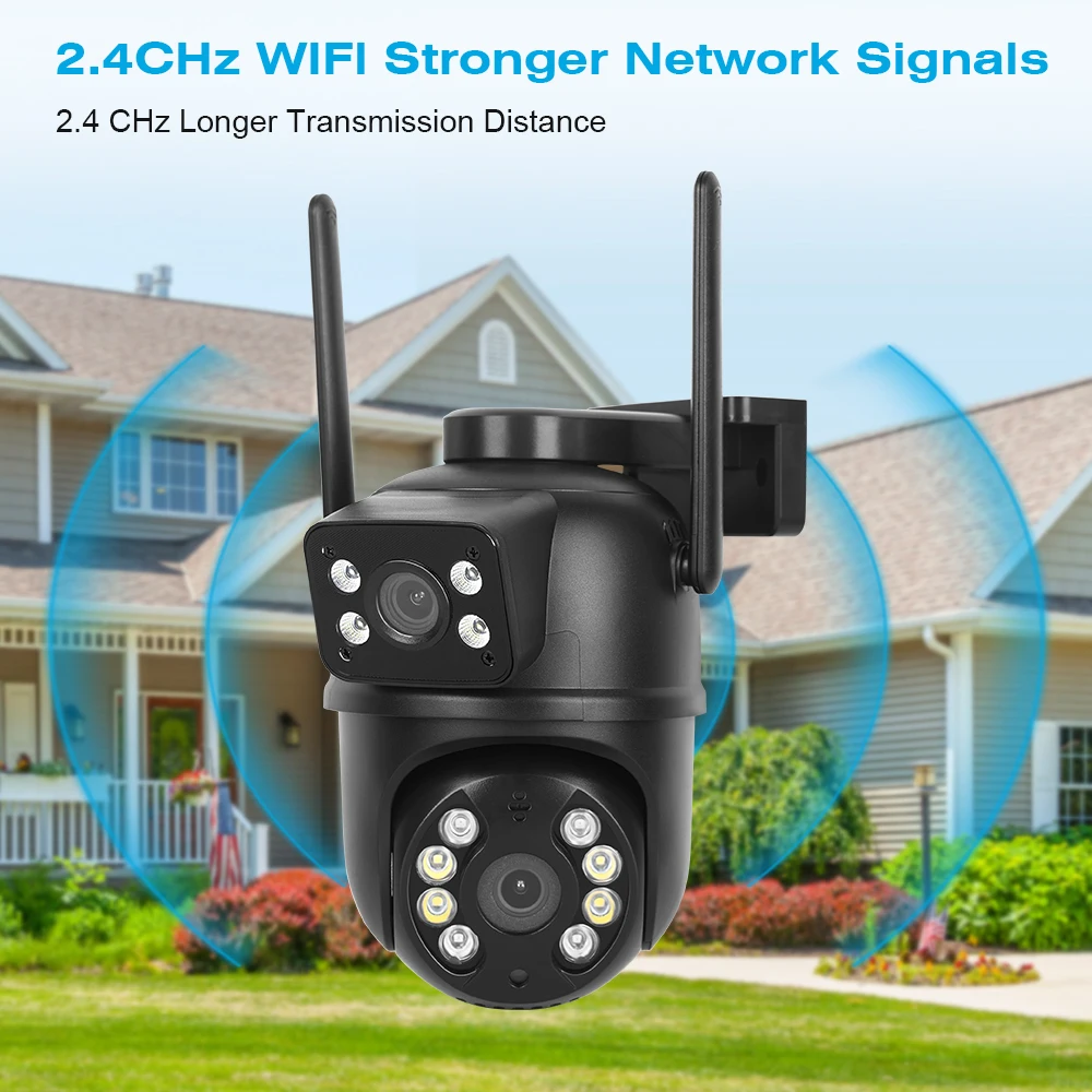 8MP 4K PTZ Wifi カメラ デュアルレンズ デュアルスクリーン AI 人体検出 ワイヤレス屋外 CCTV セキュリティ IP カメラ