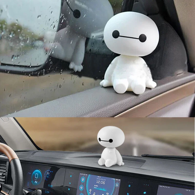 Disney Baymax boneka goyang kepala, hadiah mainan pahlawan besar, dekorasi Interior mobil hiasan kepala bergoyang, Robot lucu kartun