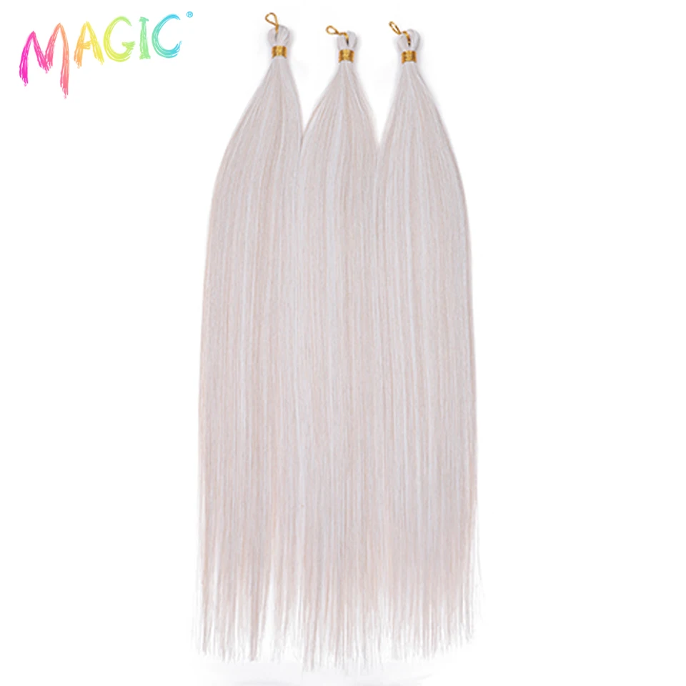 Magic Ariel-Extensions Capillaires Synthétiques Lisses en Forme de Poney, Tresses au Crochet Ombrées, 28 Pouces