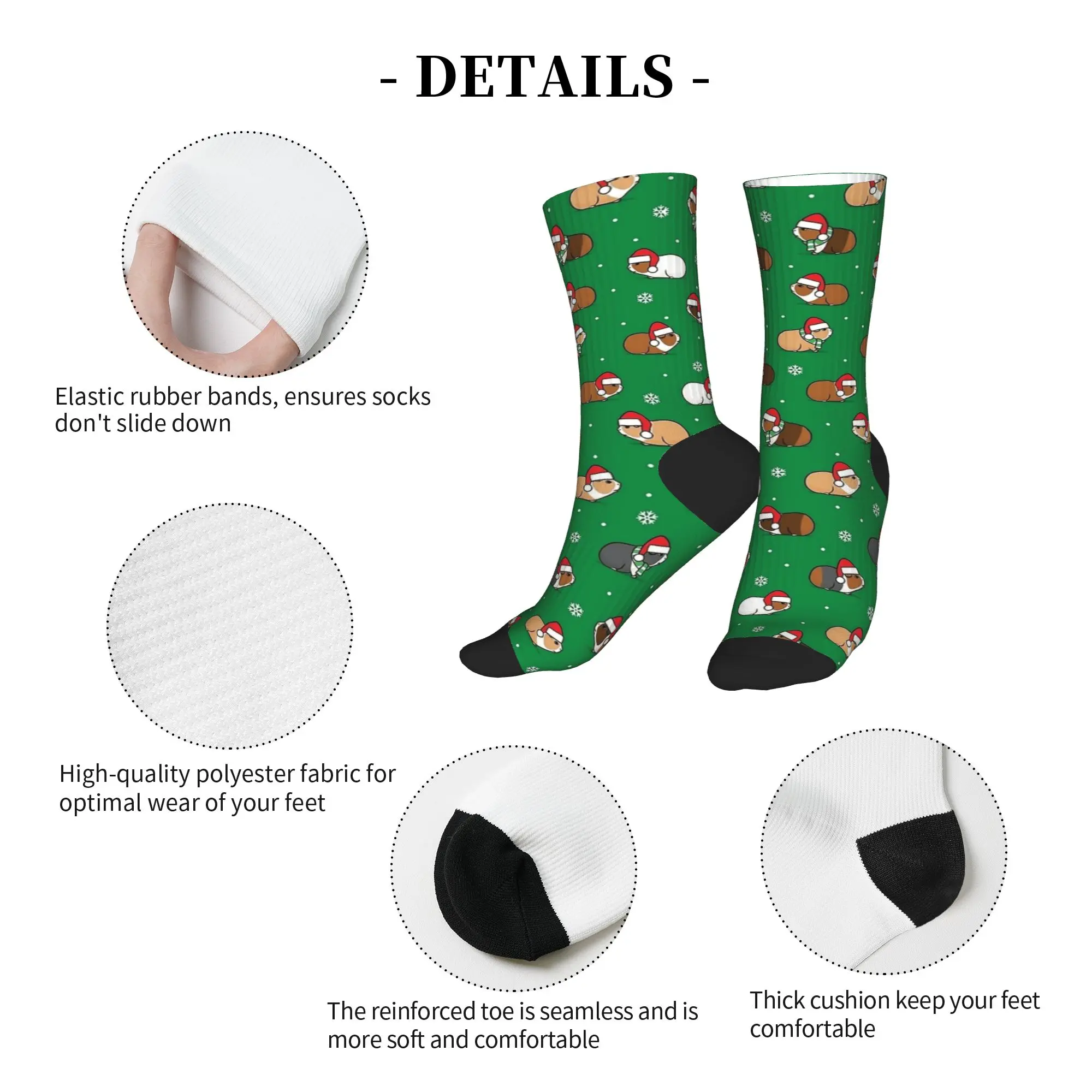 Weihnachten Meerschweinchen grüne Socken Gothic Strümpfe Unisex Männer mittlere weiche Skateboard Socken Herbst Design rutschfeste Socken