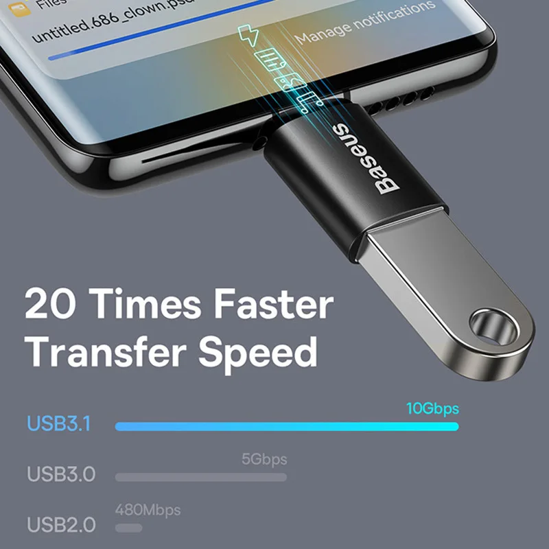 Baseus USB 3.1 어댑터 OTG C타입 USB 어댑터 암 컨버터, 맥북 프로 에어 삼성 S20 S10 USB OTG 커넥터