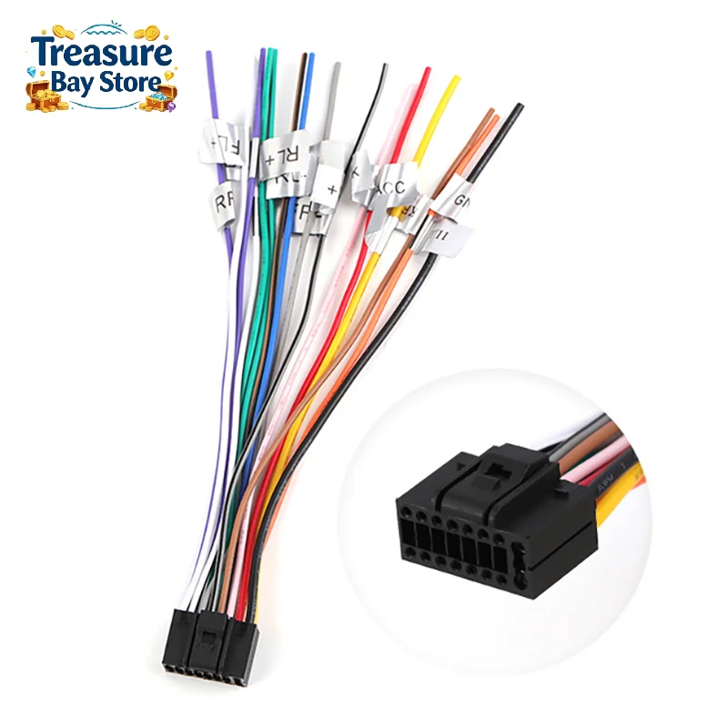 Universal Power Horn Wire Plug 16 Pins Car Audio Wiring Harness Adapter Plug Auto Stereo Connector For Radio CD DVD