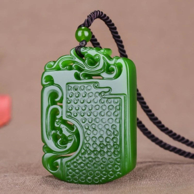 Hetian Longfeng Chengxiang colgante colgante para hombre y mujer verde espinaca