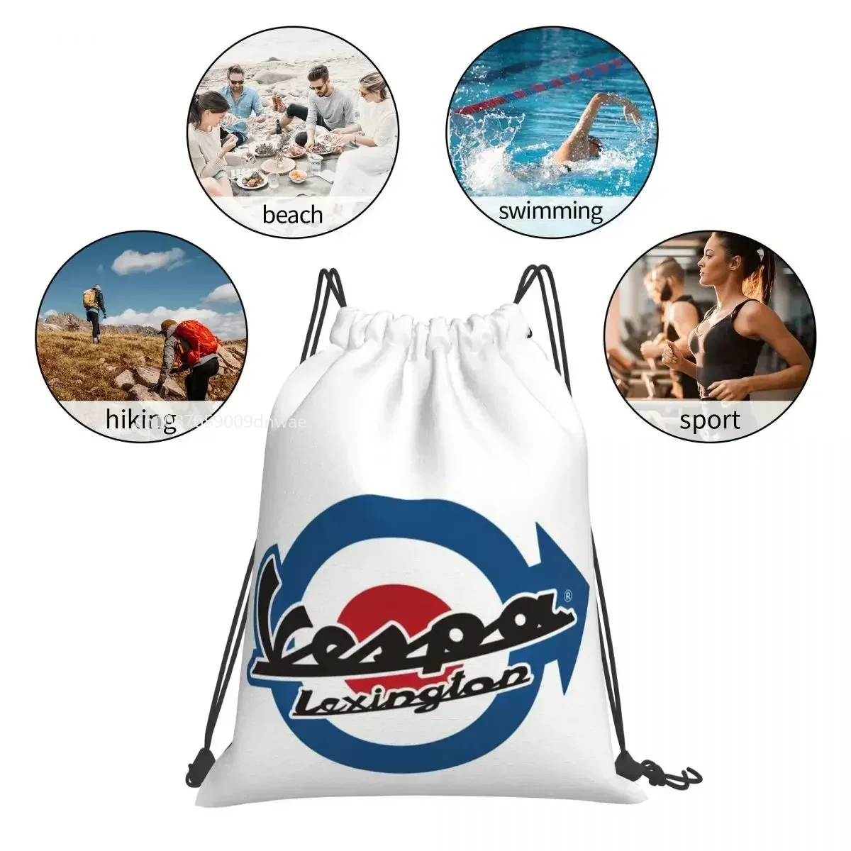 Vespa Logo Backpacks Casual Portable Drawstring Bags Drawstring Bundle Pocket Shoes Bag Book Bags For Travel Students