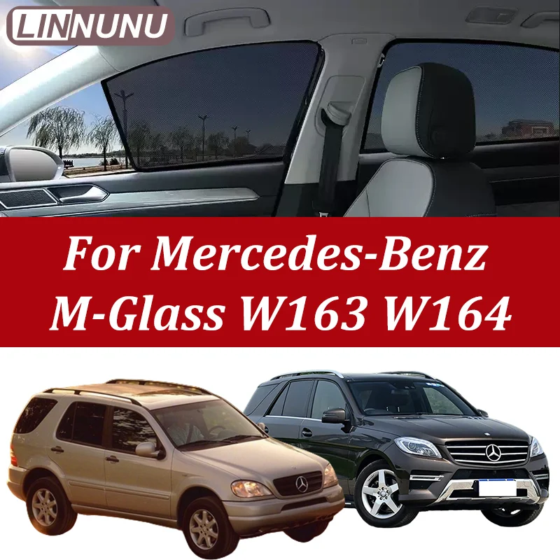 

LINNUNU For Mercedes Benz GLE M Class W163 W164 Magnetic Car Sunshade Window Mesh Curtain Interior UV Protection accessories