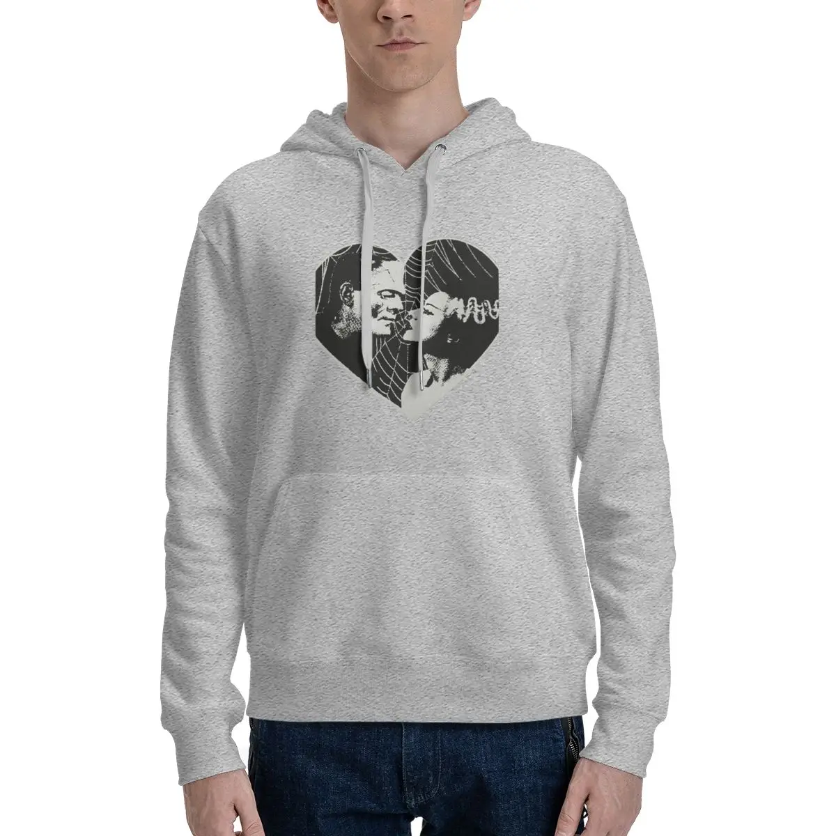 

Frankenstien And Bride Of Frankenstein In Love Racerback Casual Hoodies Pullovers Cotton Sweatshirts Men Women Tops