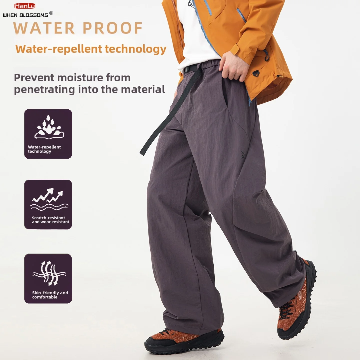 Men's 2026 Technical Cargo Pants Water-Resistant Workwear J-Cut Parachute Design Pleated Panel Active Trousers Loose Fit