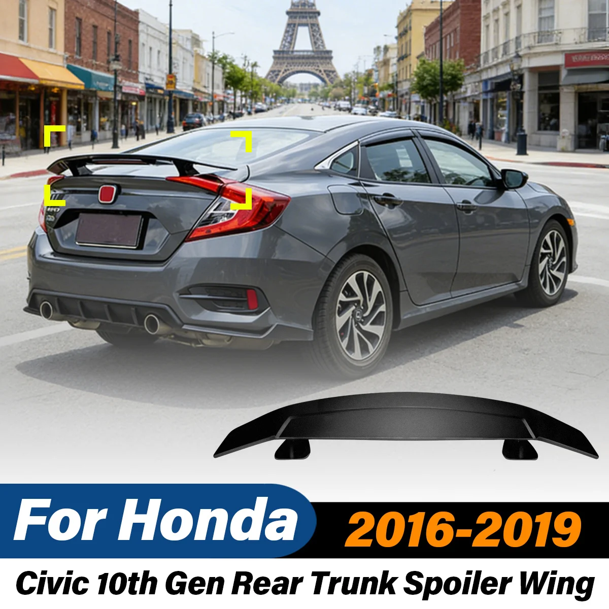 

For Honda Civic 10th Gen 2016 2017 2018 2019 Rear Trunk Spoiler Lip Fixed Wing Tail Spoiler Splitter Car Decorative Accessories